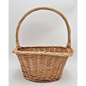 Woven Square Storage Basket Large 14 x 14 x 16 Sturdy Natural Wicker Handle Deco
